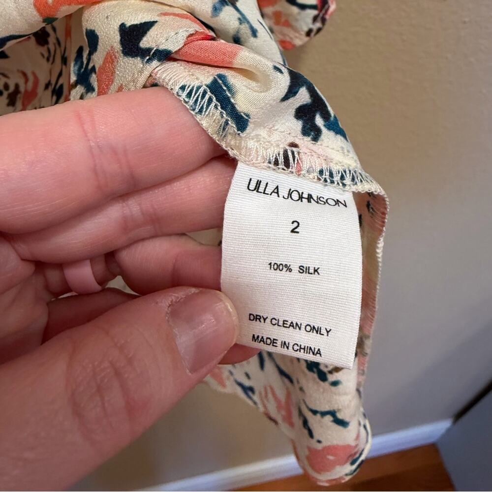 NWT Ulla Johnson White Pink Floral Silk Blouse Top 2 - Picture 6 of 11